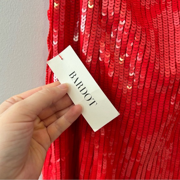 Bardot Beckett Sequin Midi Dress in Lipstick Red NWT Size 4 - Picture 8 of 15